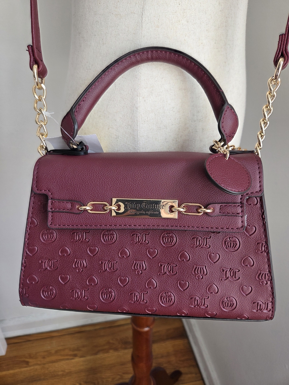 Juicy Couture Burgundy Embossed Top-Handle Crossbody Bag
